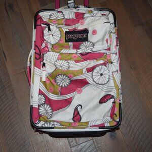 vtg Retro Y2K Floral JanSport Rolling 20" Suitcase Luggage Adjustable Handle M10